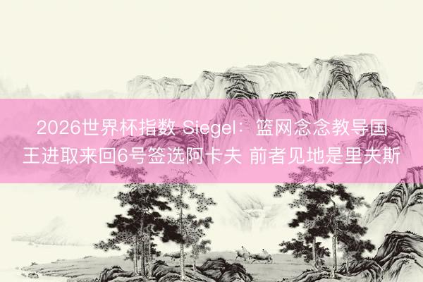 2026世界杯指数 Siegel：篮网念念教导国王进取来回6